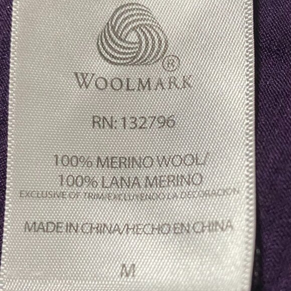 Seg'ments, 100% Merino wool, purple V-neck sweater, size M - Picture 9 of 10